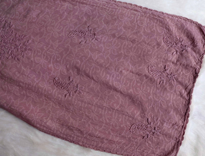 Dusty Purple Long Jacquard Pearl Cotton kurta
