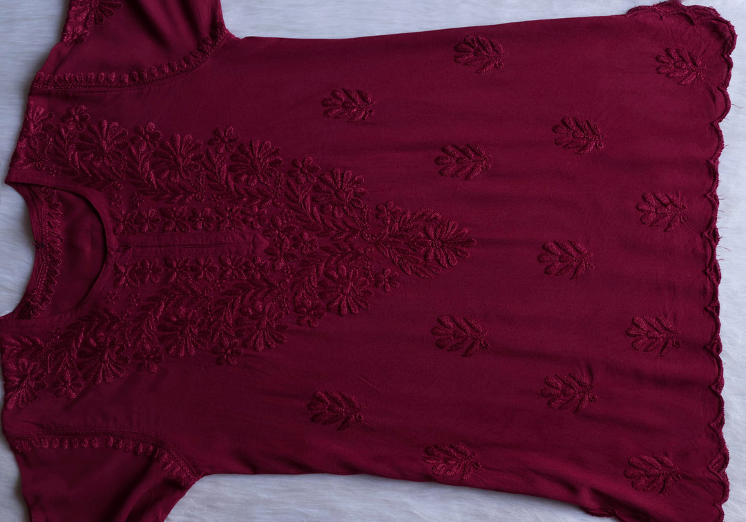 Gul Plum Scalloped Short Kurta