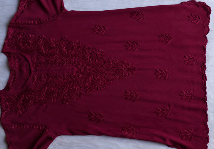 Gul Plum Scalloped Short Kurta