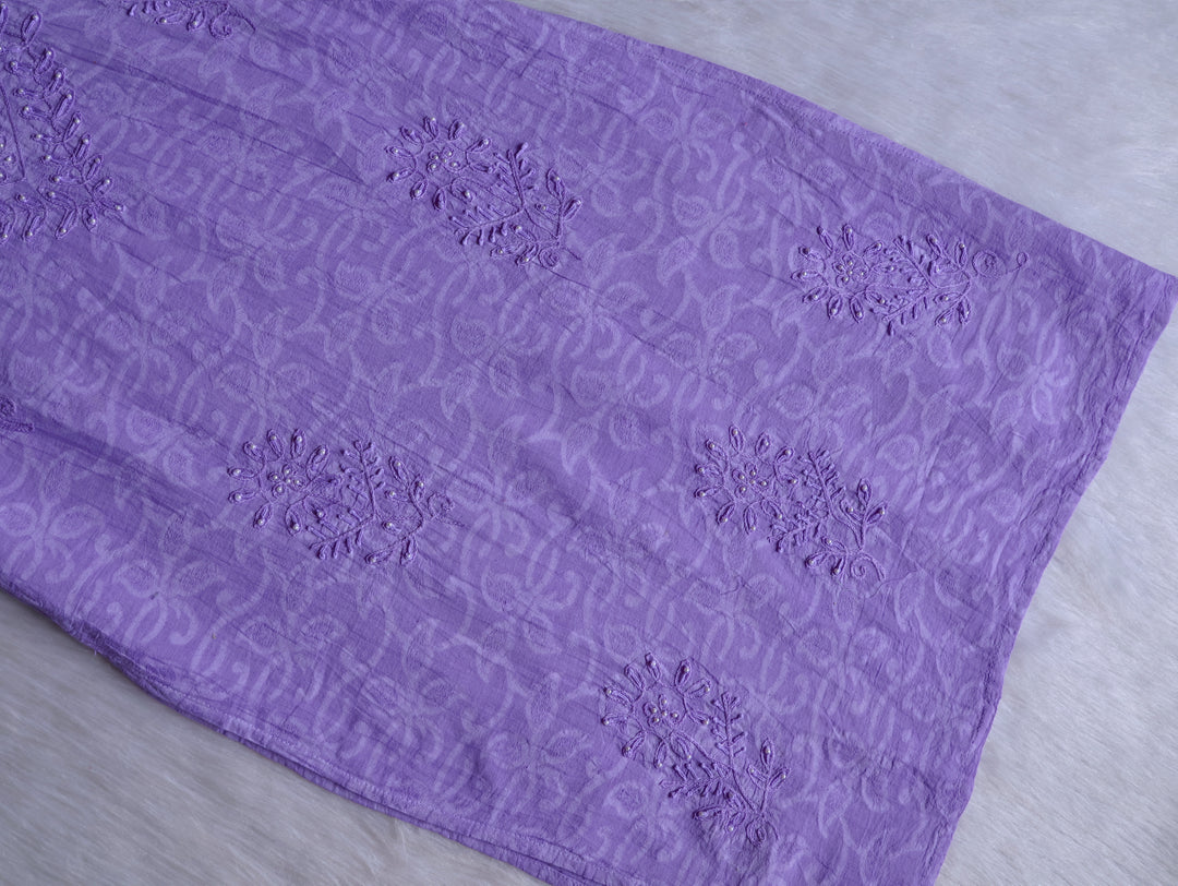 Lavender Long Jacquard Pearl Cotton kurta