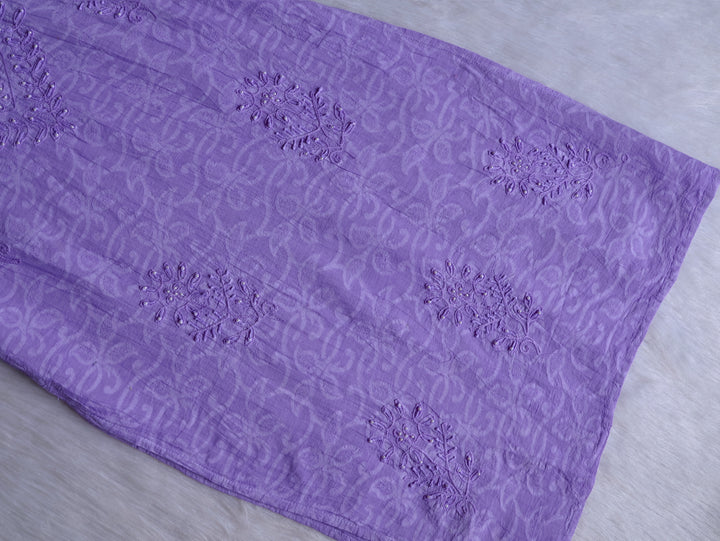 Lavender Long Jacquard Pearl Cotton kurta