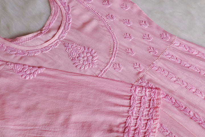 Naqsh Baby Pink Pure Chanderi Silk Anarkali