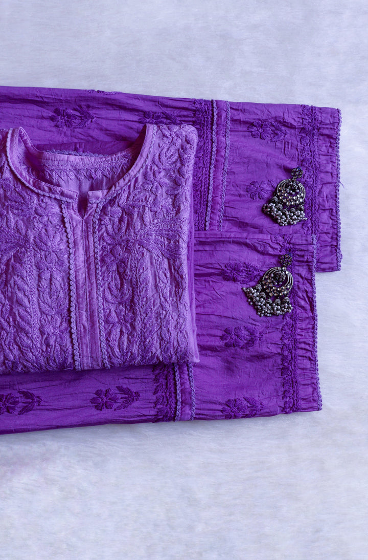 Ruhaab Deep Purple Pure Chanderi set