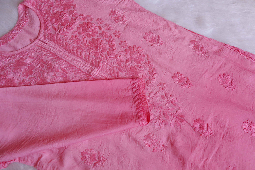 Jannat Baby Pink Chanderi Ombre Kurta