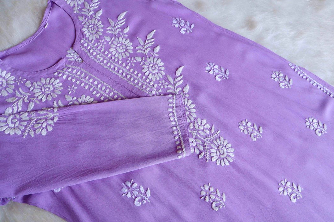 Gul Lavender Rayon Kurta Pant set