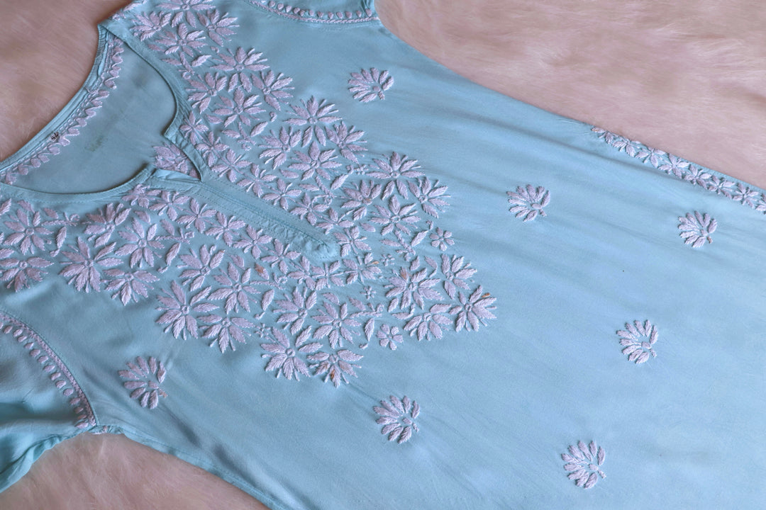 Haala Sky Blue Long Rayon Kurta