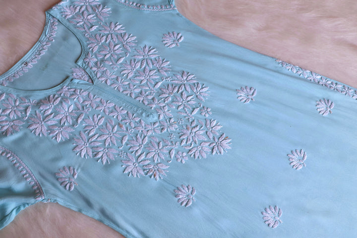 Haala Sky Blue Long Rayon Kurta