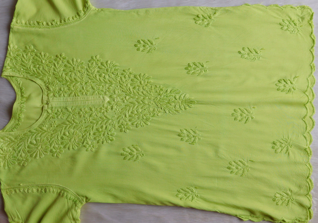 Gul Lime Green Scalloped Short Kurta