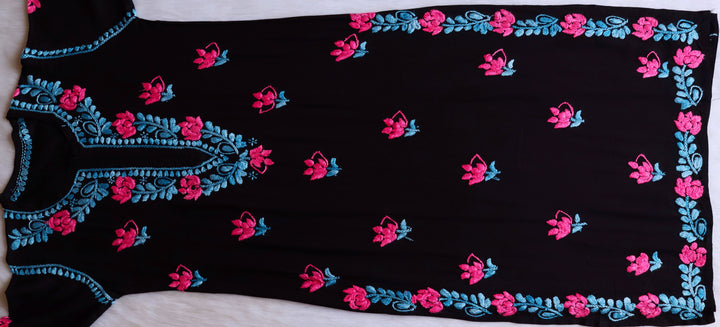 Gulaab Black, Blue & Pink Rayon Kurta Set