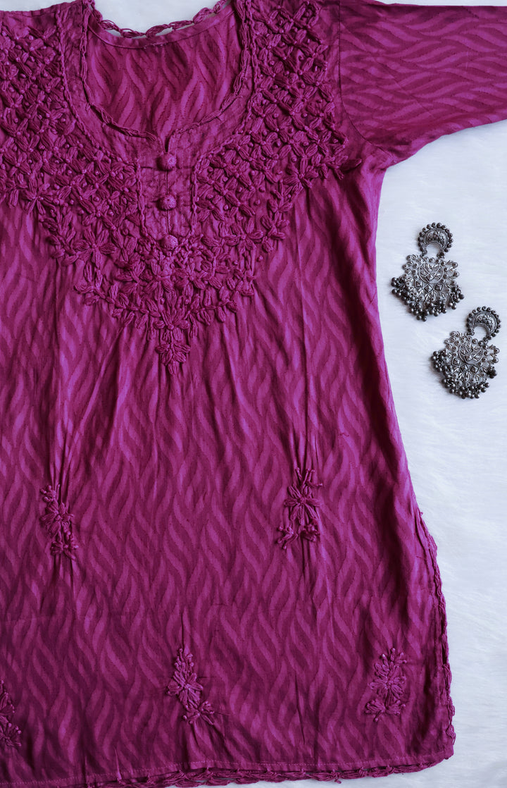 Zaina Deep Purple Short Jacquard Cotton kurta