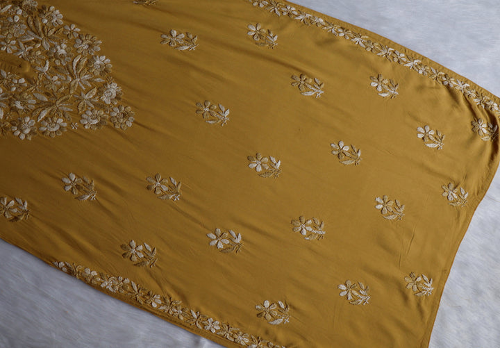 Nuresa Mustard Ombre Thread Long Rayon Kurta