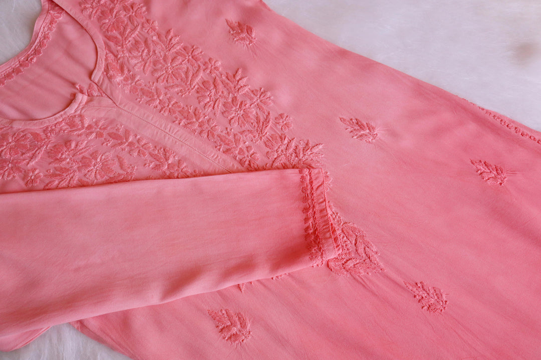 Farhaa Peach Ombre Long Rayon Kurta