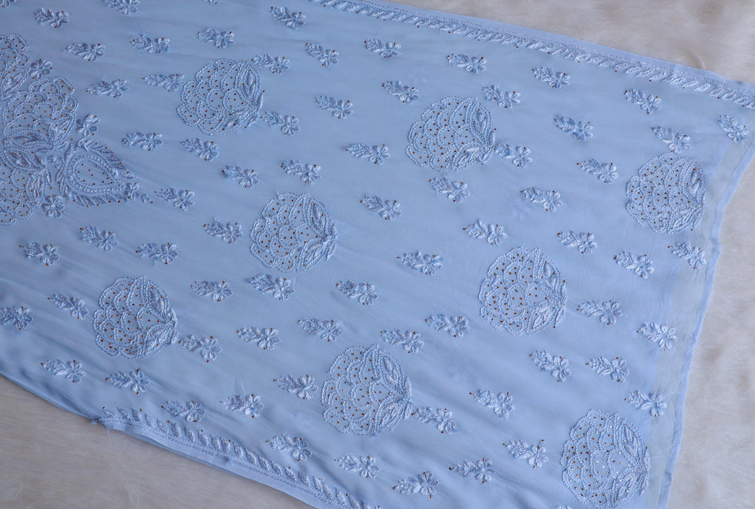 Hanaa Ice Blue Viscose Georgette Kurta