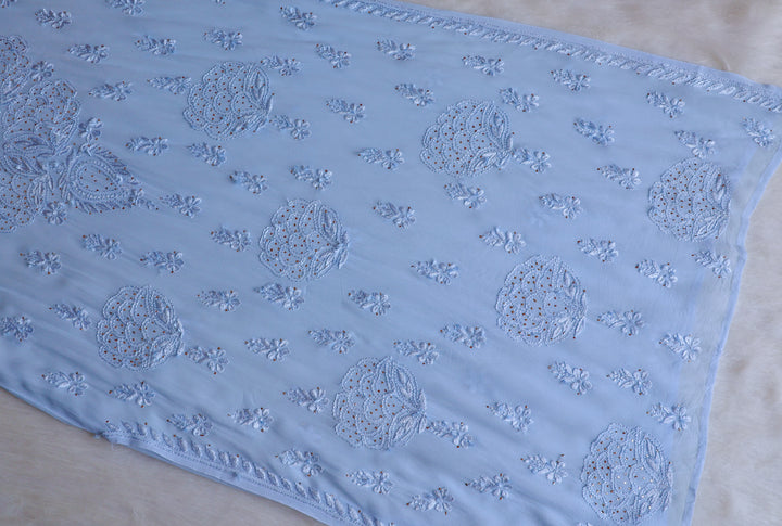 Hanaa Ice Blue Viscose Georgette Kurta