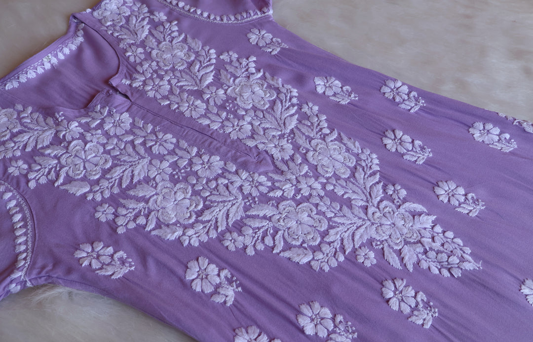 Benafsha Lavender Rayon Kurta Pant set