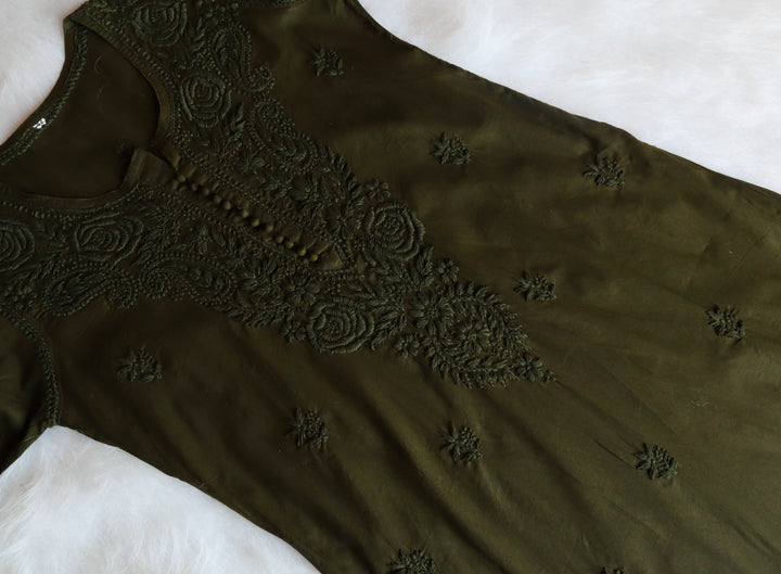 Gul Olive Green Cotton Kurta