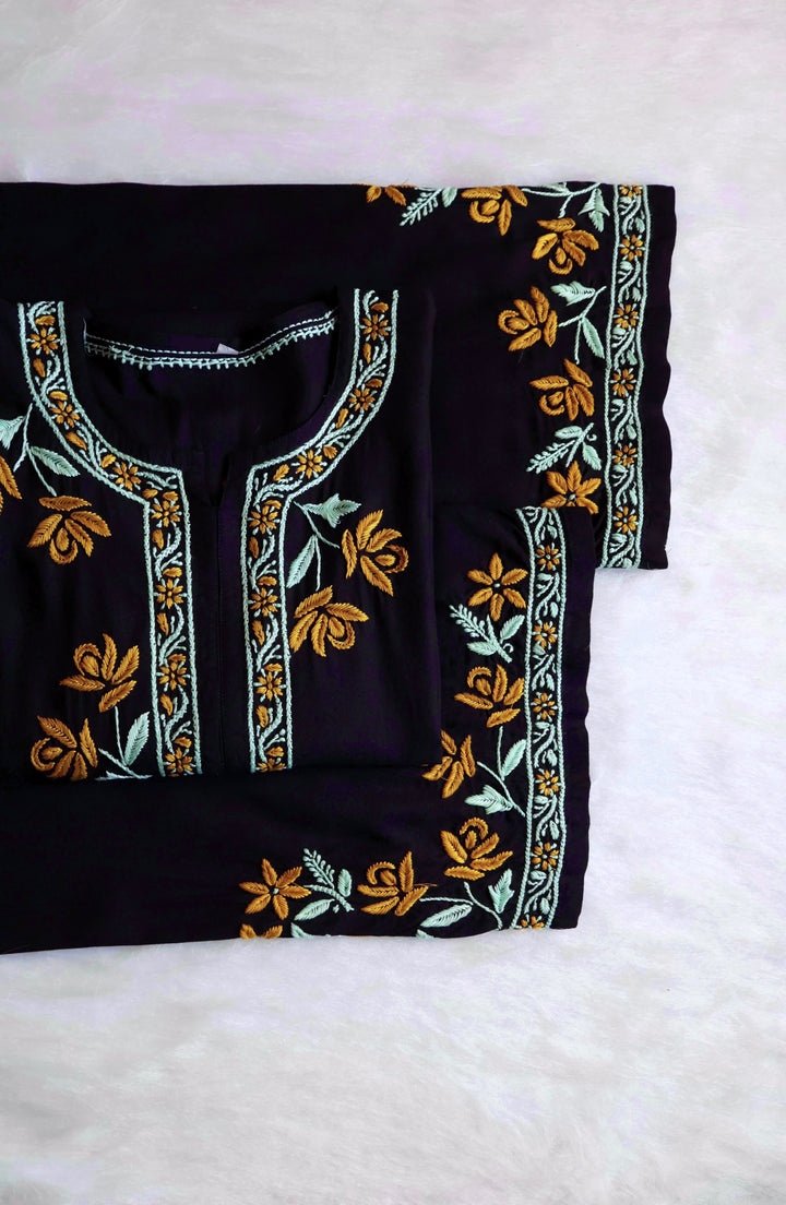 Gul Kashmiri Black & Yellow Modal Kurta Set