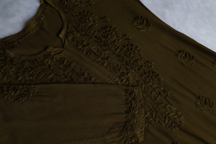 Alvira Olive Green Ombre Long Rayon Kurta