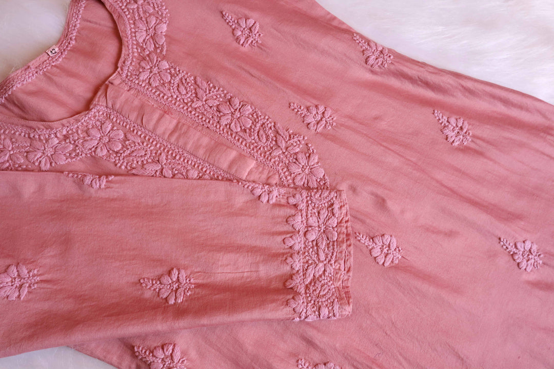 Zimra Premium Rose Brown Pure Chanderi set