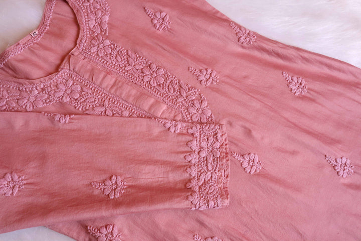 Zimra Premium Rose Brown Pure Chanderi set