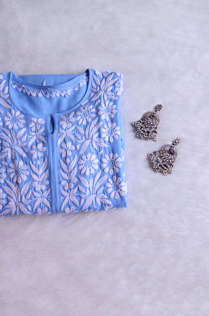 Mariyam Ice Blue Long Rayon kurta