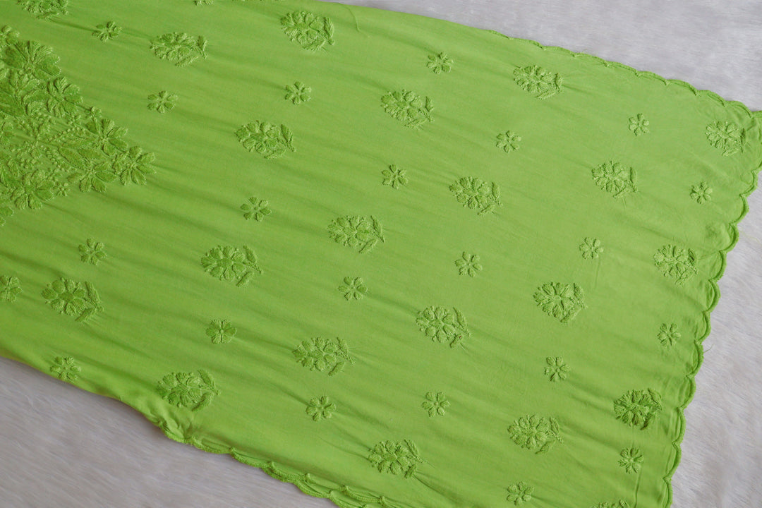 Alishba Lime Green Scalloped Rayon set