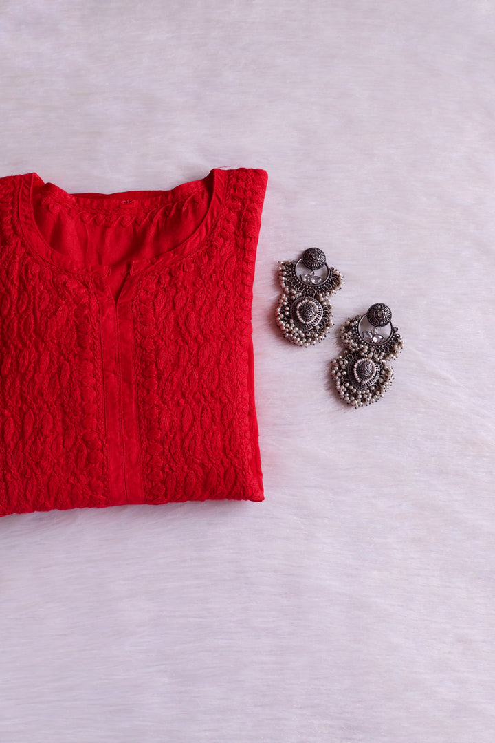 Dilnoor Red Chanderi Ombre Kurta
