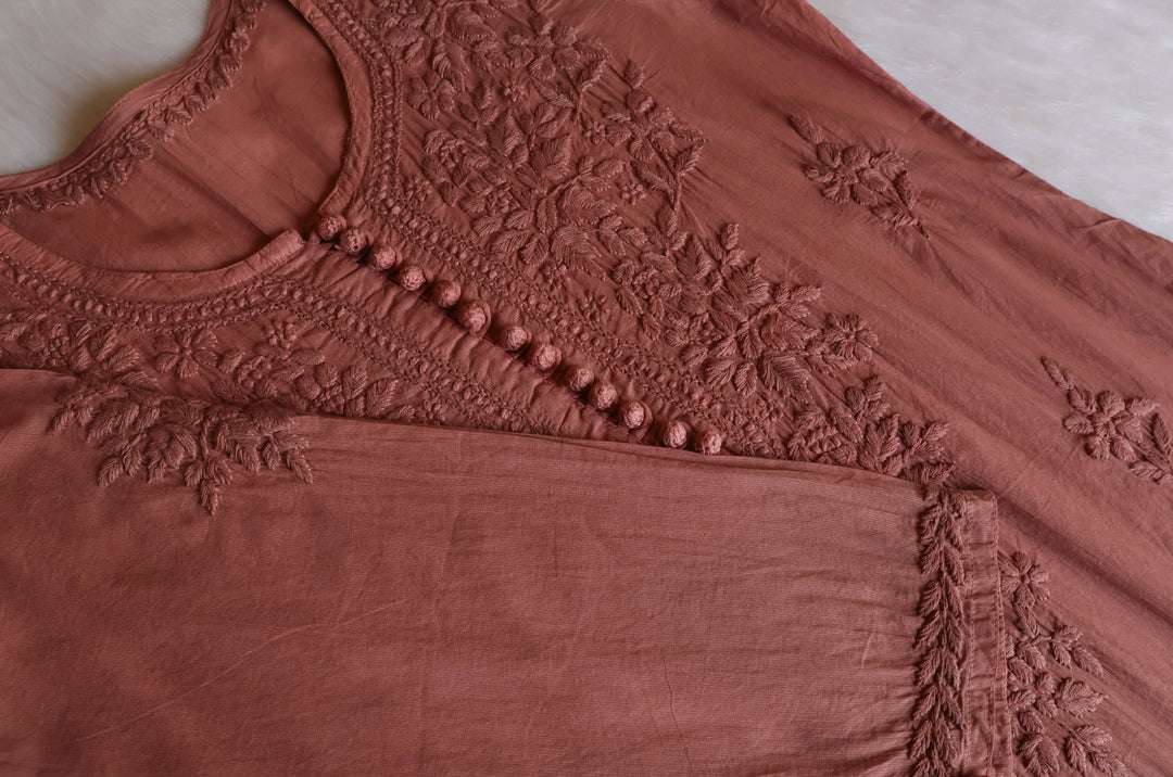 Aayat Rose Wood Cotton Kurta