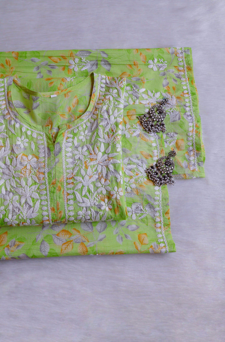 Ayra Parrot Green Pure Mulmul set