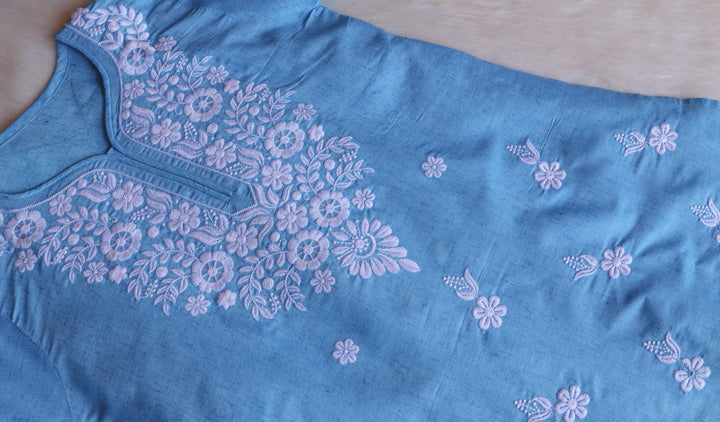 Taraa Sky Blue Cotton Kurta