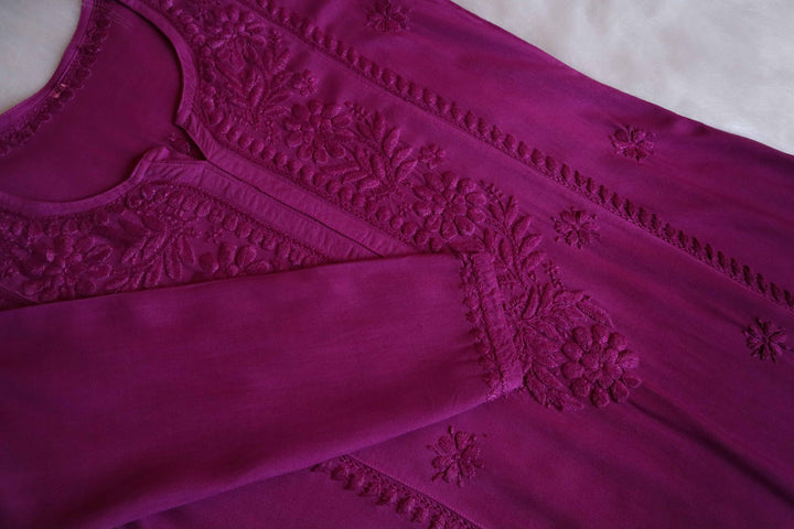 Zainab Deep Purple Ombre Long Rayon Kurta