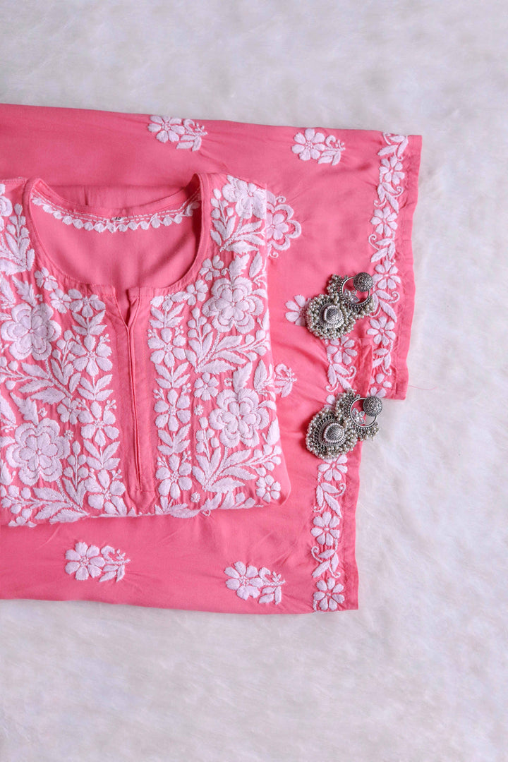 Benafsha Rose Pink Rayon Kurta Pant set