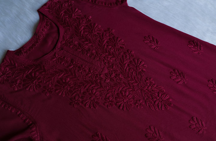 Gul Plum Scalloped Short Kurta