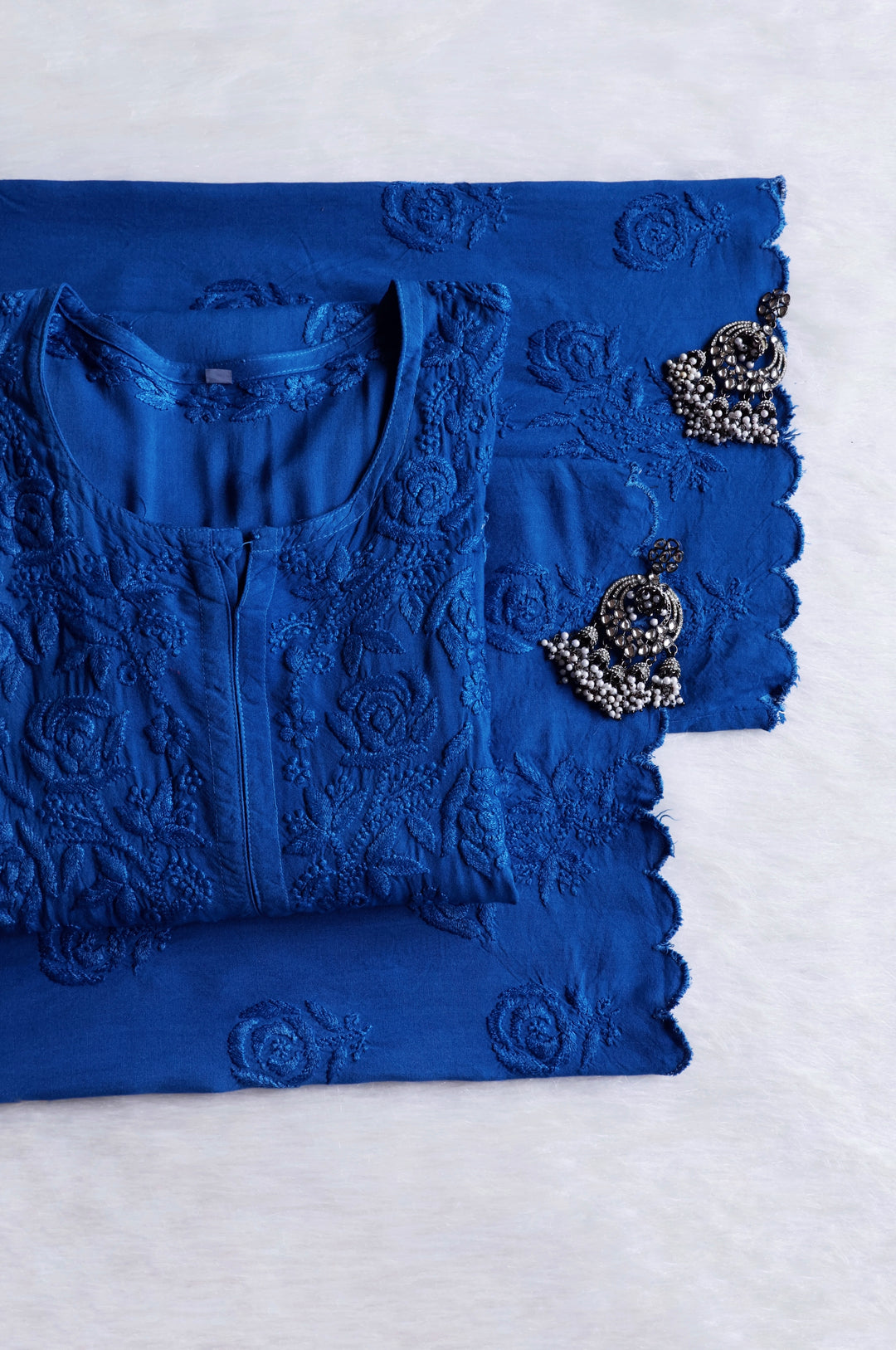 Gul Peacock Blue Scalloped Rayon set