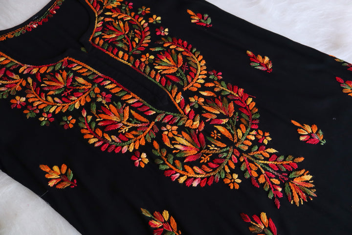 Aayat Black & Multicoloured Rayon Kurta