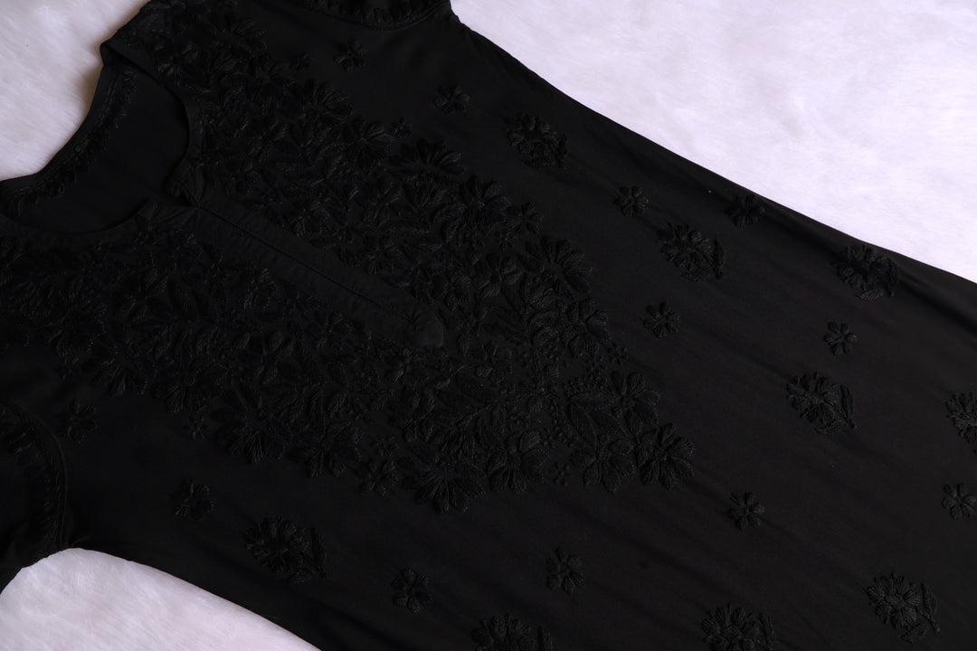 Alishba Black Scalloped Rayon set