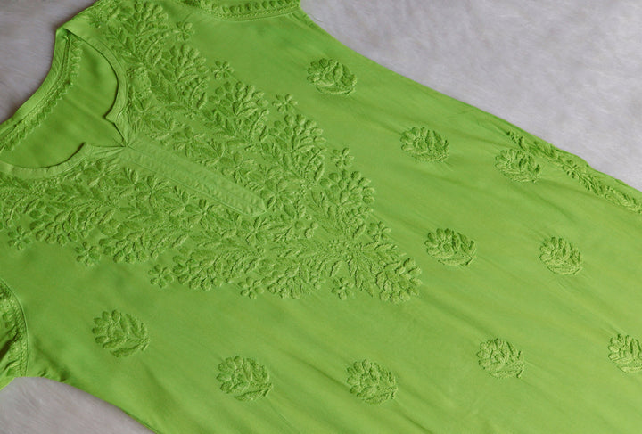 Alvira Lime Green Ombre Long Rayon Kurta