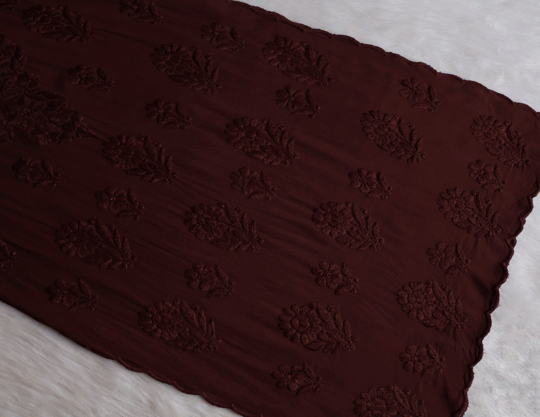 Alishba Chocolate Brown Scalloped Rayon set