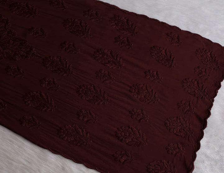 Alishba Chocolate Brown Scalloped Rayon set