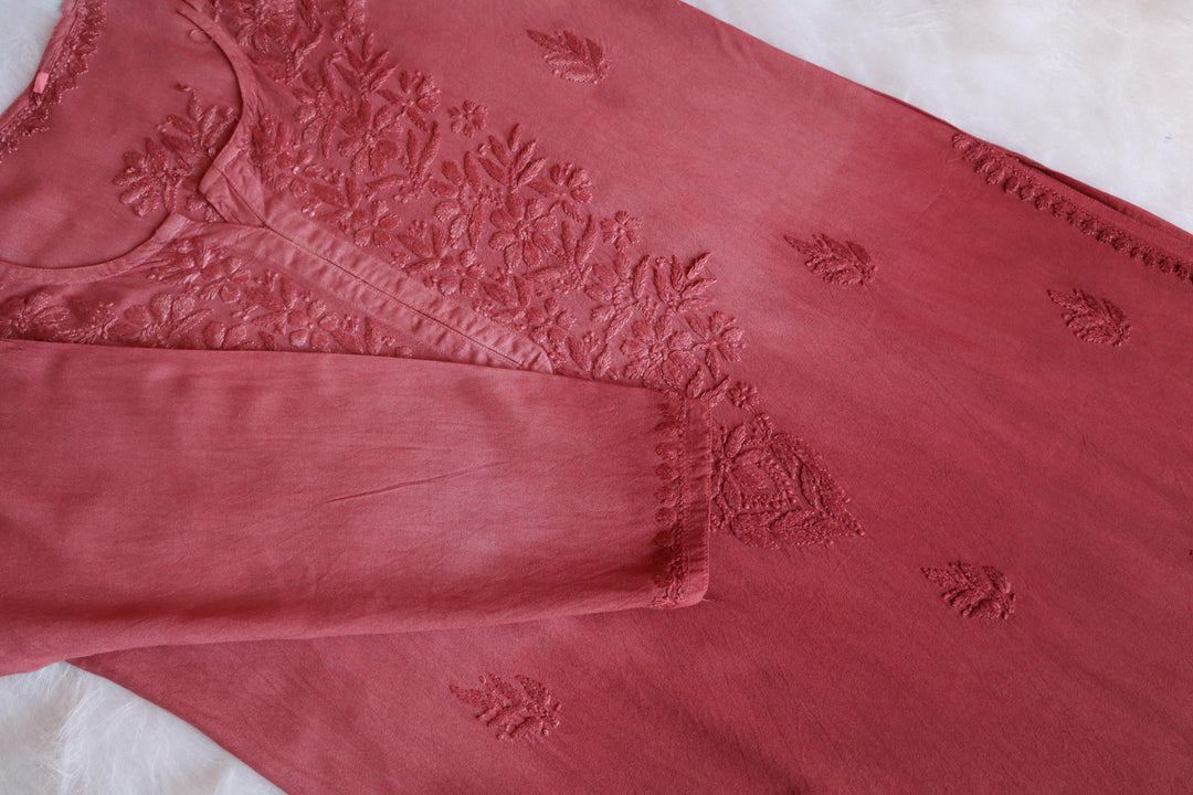 Farhaa Rose Brown Ombre Long Rayon Kurta