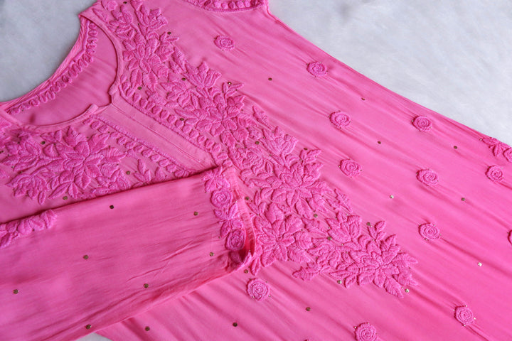 Amayah Deep Pink Viscose Georgette kurta