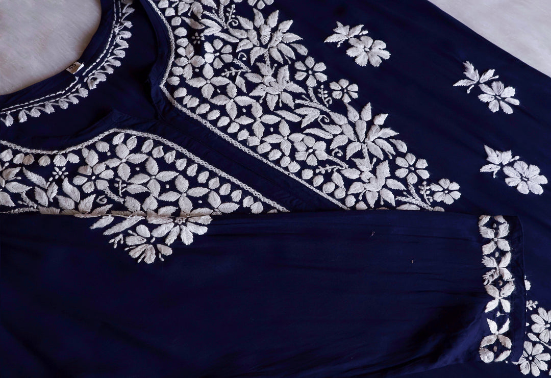 Hayaa Navy Blue Pure Modal Kurta