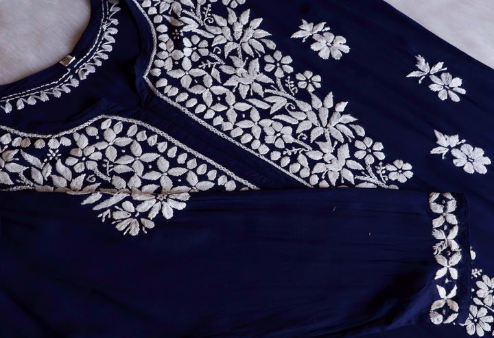 Hayaa Navy Blue Pure Modal Kurta