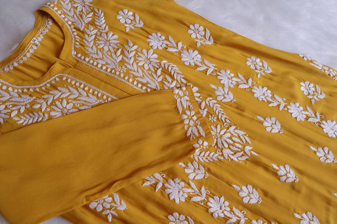 Saman Mustard & White Muslin Kurta