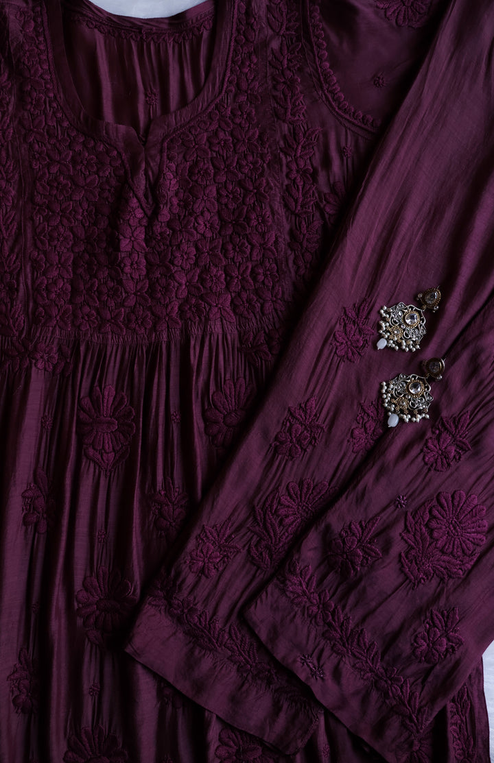 Hoor Deep Purple 10D Pure Muslin Kurta Set