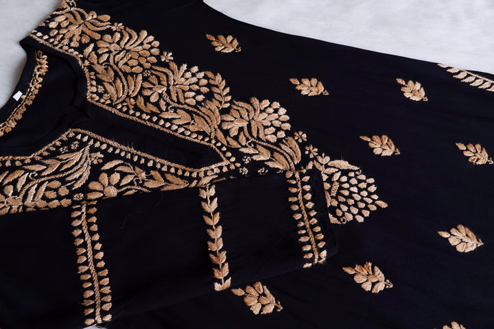 Noora Black & Beige Long Rayon kurta