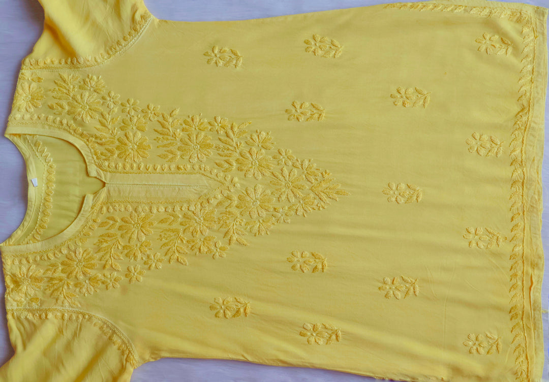 Aliyah Lemon Yellow Short Rayon Kurta