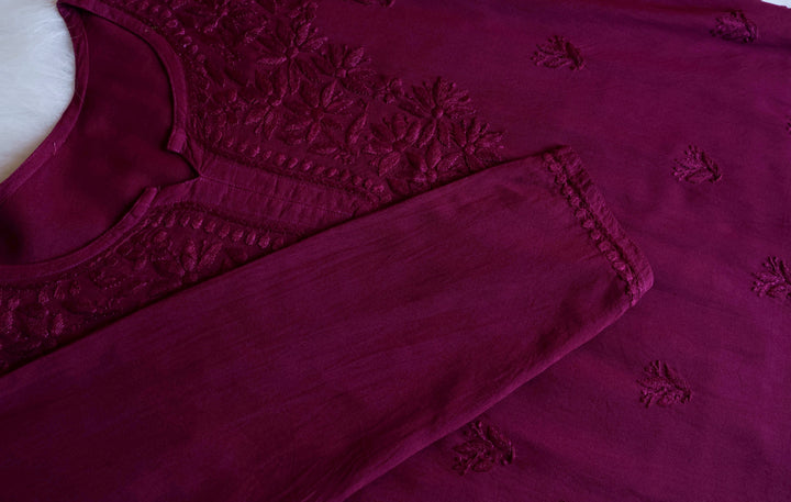 Nora Burgundy Short Rayon Kurta