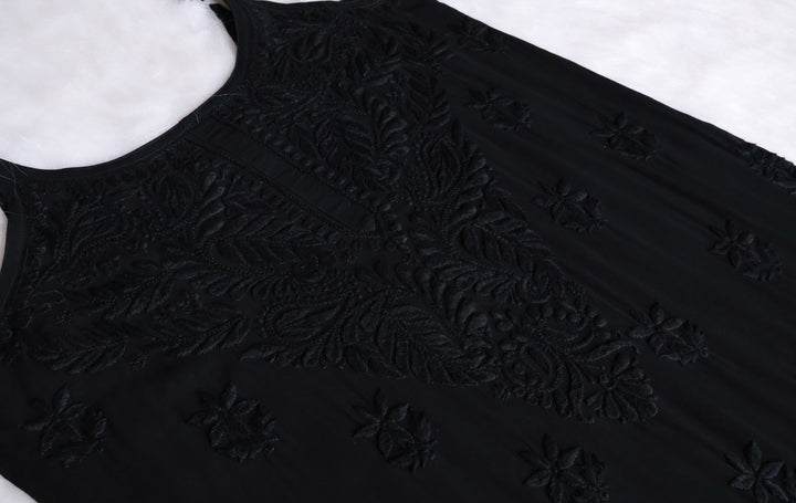 Zimra Black Viscose Sleeveless Set