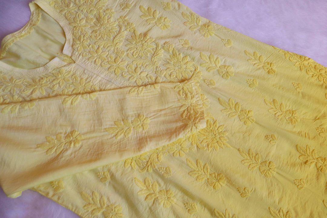 Haya Lemon Yellow Luxe Chanderi Kurta